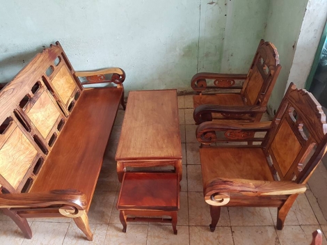 Bàn ghế cũ xưa Salon tay cuốn gỗ Cẩm Lai
